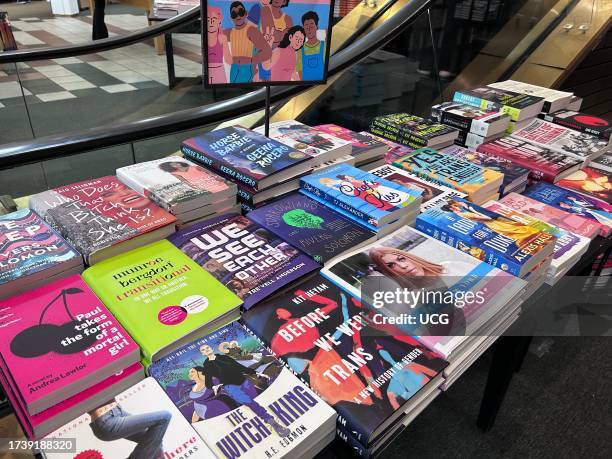 Themed book display at Barnes & Noble bookstore at Union Square, Manhattan.