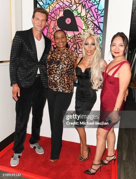 Scotch Hopkins, Jules Turk, Kaila Methven and Maya Ito arrive at ACCA's Private Exhibition Of Cosmic Love By Scotch Hopkins on October 14, 2023 in...