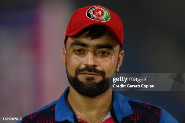 Rashid Khan of Afghanistan during the ICC Men's Cricket World Cup India 2023 between England and Afghanistan at Arun Jaitley Stadium on October 15,...