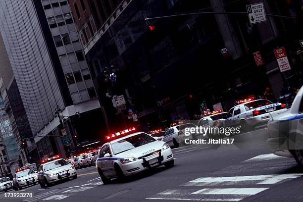 police cars - new york city - day parade stock pictures, royalty-free photos & images