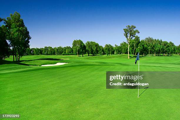 scenic photograph of a golf course - golf green stock pictures, royalty-free photos & images