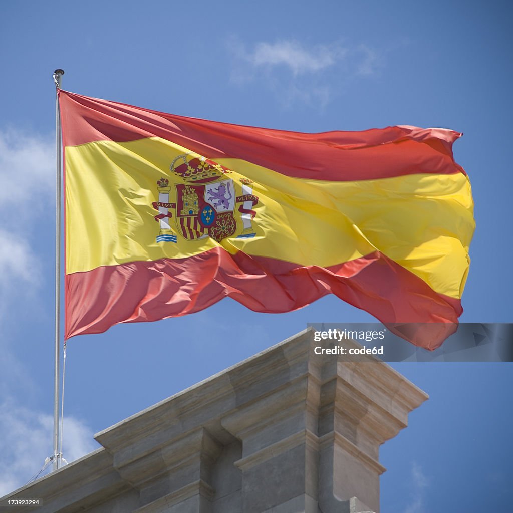 Spanish flag fluttering