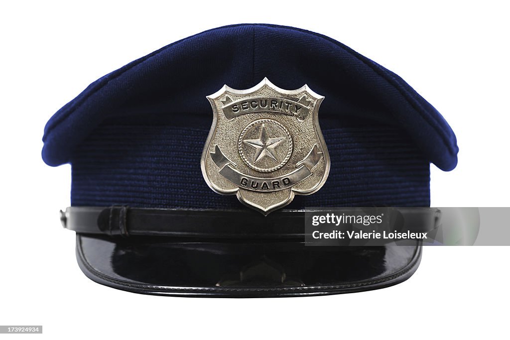 Hat with security guard badge