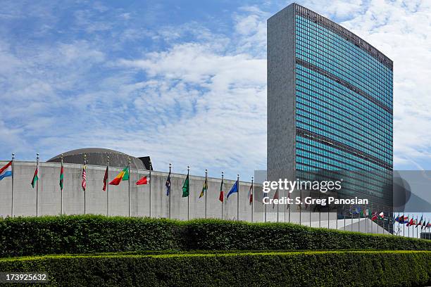 edificio de las naciones unidas - edificio naciones unidas fotografías e imágenes de stock