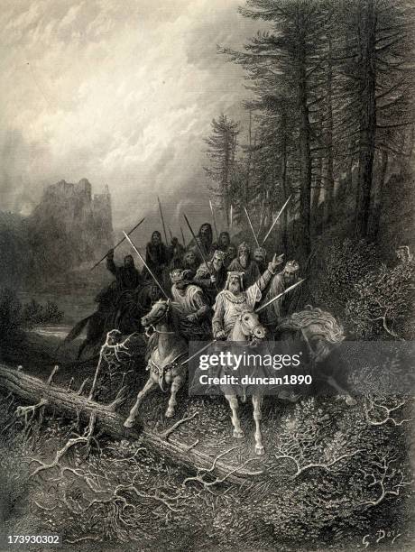 arthurian legend the knight's progress - king arthur stock illustrations