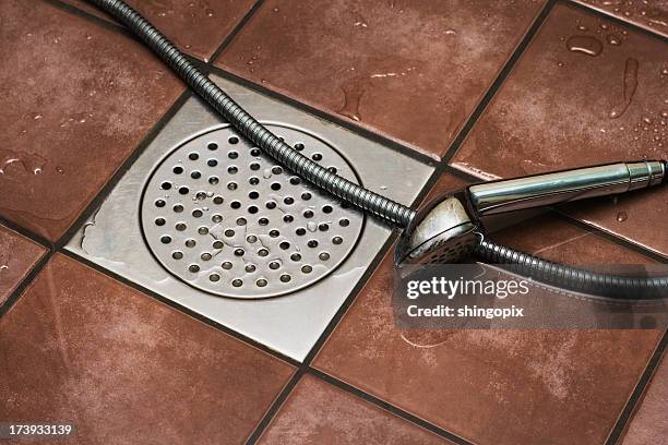 shower drain - plug hole stock pictures, royalty-free photos & images