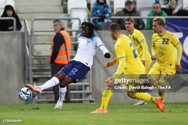 Brooke Norton-Cuffy of England crosses the ball during the Ukraine U-21 v England U-21 UEFA Under-21 EURO 2025 Qualifier match at Kosicka futbalova...