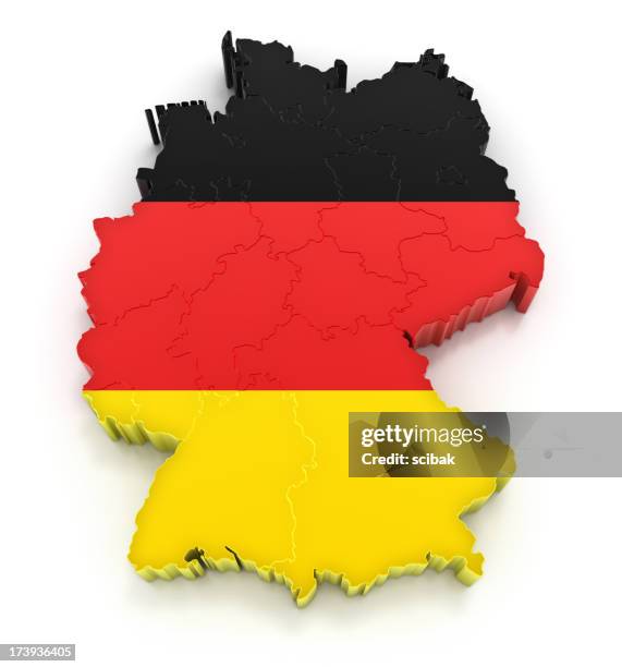 germany map with flag - vlag plaatsen stockfoto's en -beelden