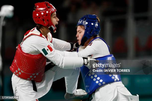 Mexico's Leslie Soltero competes against Haiti's Ava Soon Lee in the women's Kyorugi -67kg final taekwondo event during the Pan American Games...