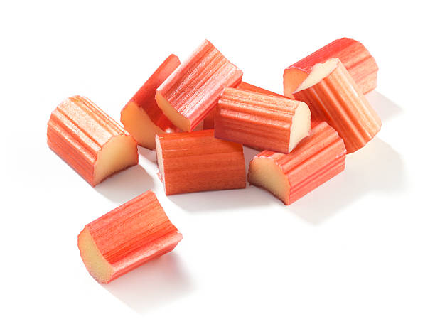 rhubarb pieces - rhubarb stock pictures, royalty-free photos & images
