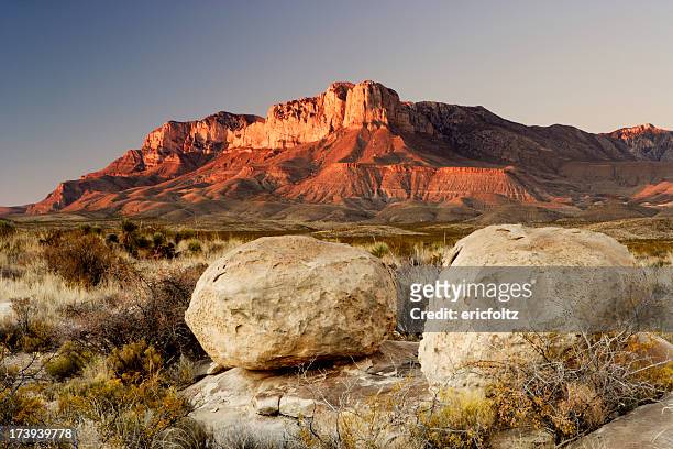 el capitan illuminated by sunset light - texas stock pictures, royalty-free photos & images