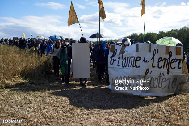 The black blocks cortege. Nearly 10 000 people participated to a week end of action called 'Ramdam sur le Macadam' in the Tarn department against the...