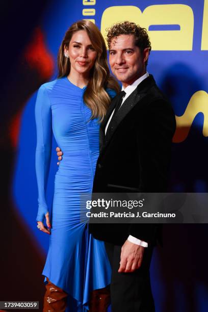 Rosanna Zanetti and David Bisbal attend the "Bisbal" documentary premiere at Circulo de las Bellas Artes on October 16, 2023 in Madrid, Spain.