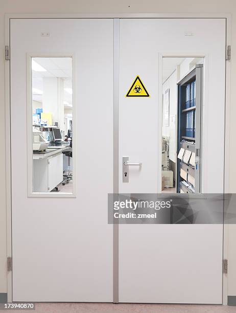 door to the microbiology laboratory - door sign stock pictures, royalty-free photos & images