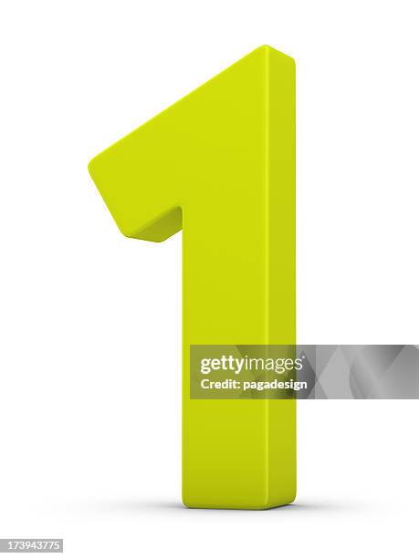 verde numero 1 - un singolo oggetto foto e immagini stock