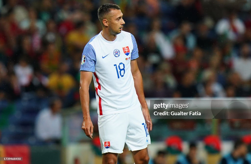 Ivan Schranz of Slovakia during the Group J UEFA EURO 2025 European