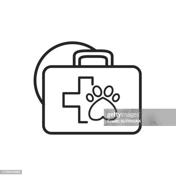 ilustrações de stock, clip art, desenhos animados e ícones de animal medical bag icon illustration - filhote de animal