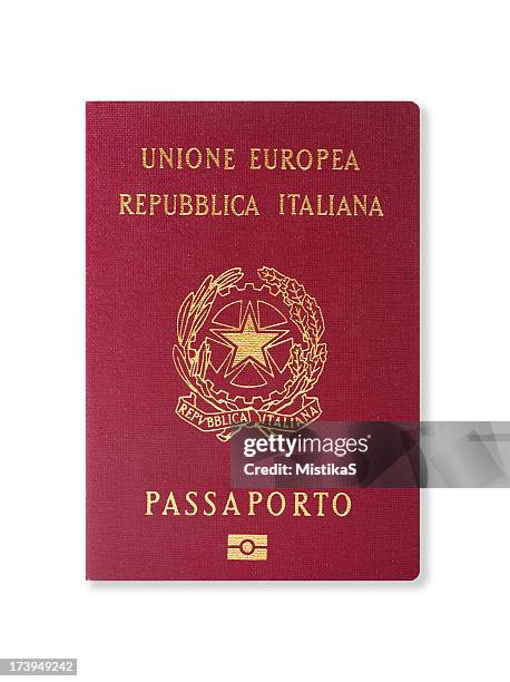 red passport of an italian citizen on a white background - passport stock pictures, royalty-free photos & images