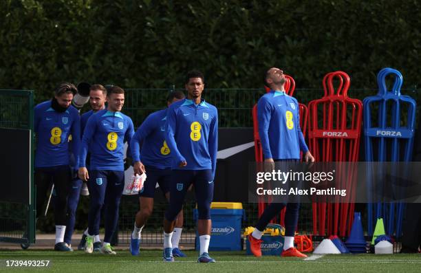 Jude Bellingham during an England training session at Tottenham Hotspur Training Centre on October 16, 2023 in Enfield, England.