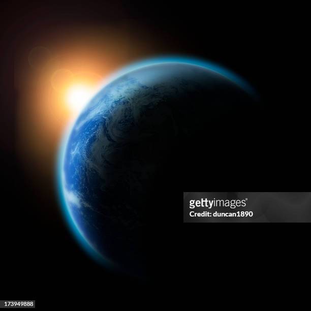earth in shadow - earth from space stock pictures, royalty-free photos & images