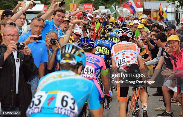 The group of Alberto Contador of Spain riding for Team Saxo-Tinkoff, Mikel Nieve of Spain riding for Euskaltel-Euskadi, Jose Serpa of Columbia riding...