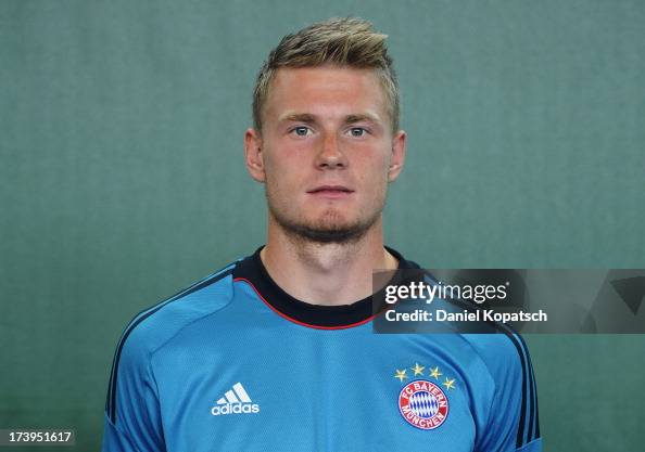 Luke Rader Lukas Raeder poses during the Bayern Muenchen Team Presentation on ...