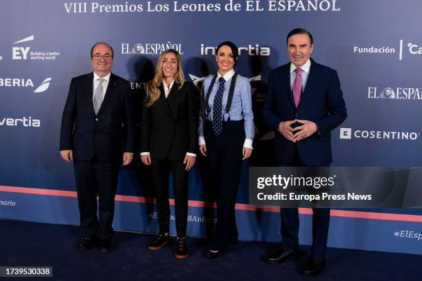 The Minister of Culture and Sport Miquel Iceta, Real Madrid soccer player Olga Carmona, Cruz Sanchez de Lara and the director of El Español Pedro J....