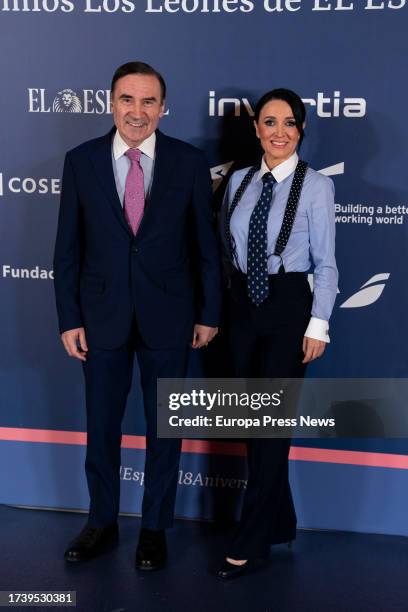 The director of El Español, Pedro J. Ramirez and Cruz Sanchez de Lara during the award ceremony Los Leones de EL ESPAÑOL 2023, on its eighth...