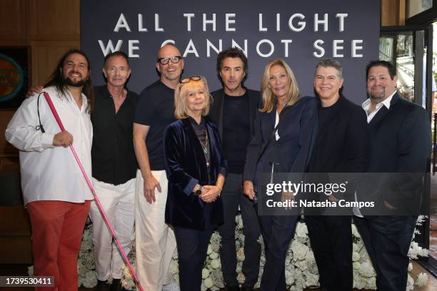 Joe Strechay, Tobias A. Schliessler, Simon Elliott, Lynda Armstrong, Shawn Levy, Mary McLaglen, Dan Levine, and Dean Zimmerman attend Netflix's "All...