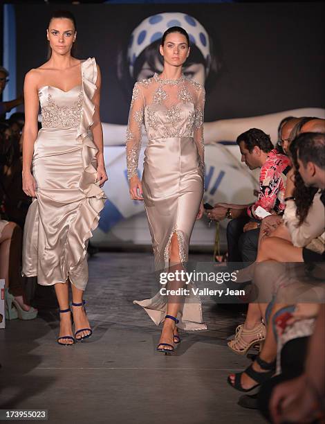 Models walks the runway during the Peroni Emerging Designer Series presented by Fashion Group on July 17, 2013 in Miami, Florida.