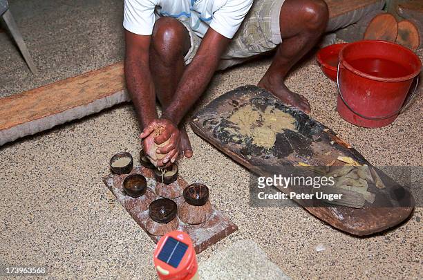 making of kava juice, local plant juice - kava stock pictures, royalty-free photos & images
