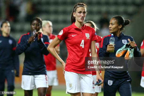 Jill Scott of England looks dejected after the UEFA Women's EURO 2013 Group C match between France and England at Linkoping Arena on July 18, 2013 in...