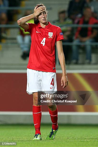 Jill Scott of England looks dejected after the UEFA Women's EURO 2013 Group C match between France and England at Linkoping Arena on July 18, 2013 in...