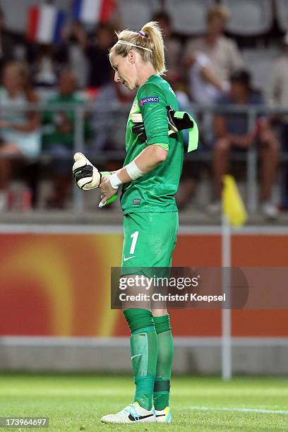 Karen Bardsley of England looks dejected after the UEFA Women's EURO 2013 Group C match between France and England at Linkoping Arena on July 18,...