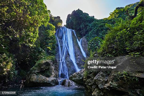 waterfalls, waterfall village, pentecost island - pentecost stock pictures, royalty-free photos & images