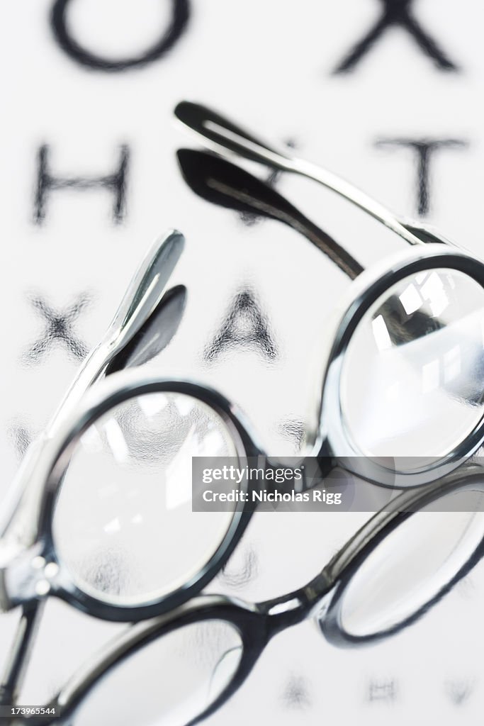 Glasses and eye chart background