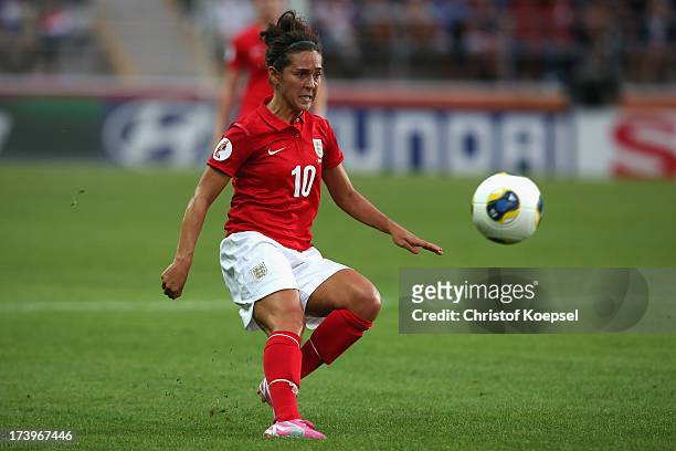 Fara Williams of England runs with the ball during the UEFA Women's EURO 2013 Group C match between France and England at Linkoping Arena on July 18,...