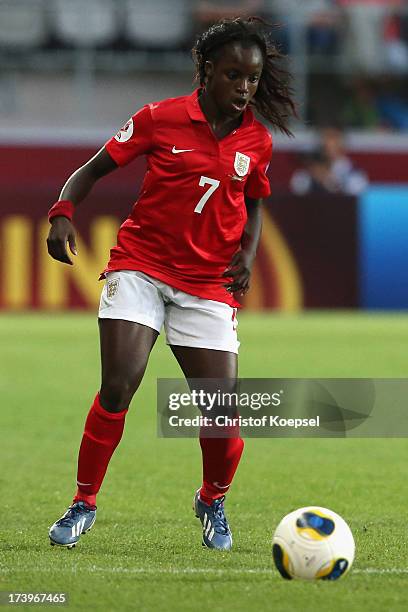 Eniola Aluko of England runs with the ball during the UEFA Women's EURO 2013 Group C match between France and England at Linkoping Arena on July 18,...