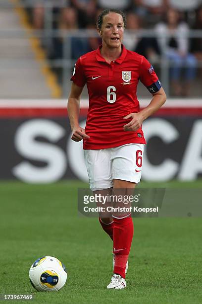 Casey Stoney of England runs with the ball during the UEFA Women's EURO 2013 Group C match between France and England at Linkoping Arena on July 18,...