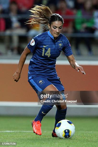 Louisa Necib of France runs with the ball during the UEFA Women's EURO 2013 Group C match between France and England at Linkoping Arena on July 18,...