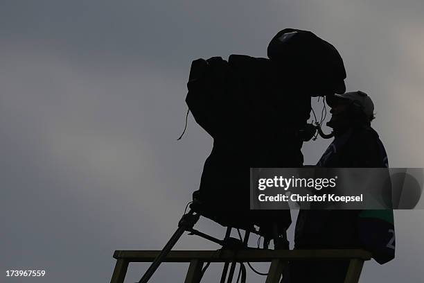 Cameraman films during the UEFA Women's EURO 2013 Group C match between France and England at Linkoping Arena on July 18, 2013 in Linkoping, Sweden.