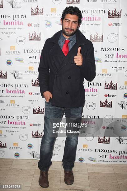 Ianis Guerrero poses for a photo during the red carpet as part of the play Razones Para ser Bonita at San Jeronimo Theater on July 17, 2013 in Mexico...