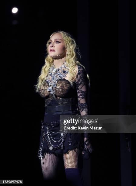 Madonna performs during The Celebration Tour at The O2 Arena on October 15, 2023 in London, England.