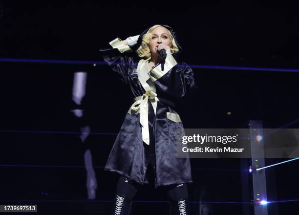 Madonna performs during The Celebration Tour at The O2 Arena on October 15, 2023 in London, England.