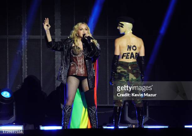 Madonna performs during The Celebration Tour at The O2 Arena on October 15, 2023 in London, England.
