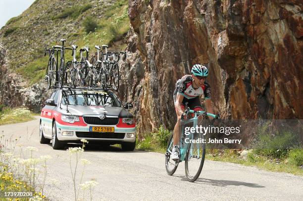 Jens Voigt of Germany and Team Radioshack Leopard descends the Col de Sarenne during stage eighteen of the 2013 Tour de France, a 172.5KM road stage...