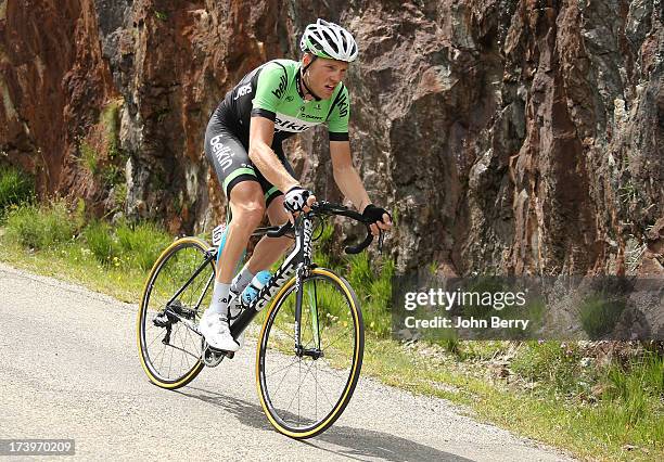 Lars Boom of the Nederlands and Team Belkin Pro Cycling descends the Col de Sarenne during stage eighteen of the 2013 Tour de France, a 172.5KM road...