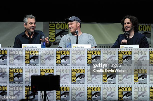 Filmmakers Alfonso Cuaron, Marc Webb, and Edgar Wright speak onstage at Entertainment Weekly's "The Visionaries" panel during Comic-Con International...