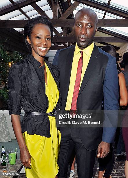 Kiara Kabukuru and Ozwold Boetang attends Warner music group summer party in association with Esquire at Shoreditch House on July 18, 2013 in London,...