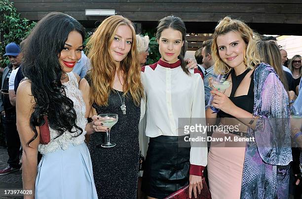 Sarah-Jane Crawford, Clara Paget, Sarah Ann Macklin and Georgia Lewis Anderson attends Warner music group summer party in association with Esquire at...